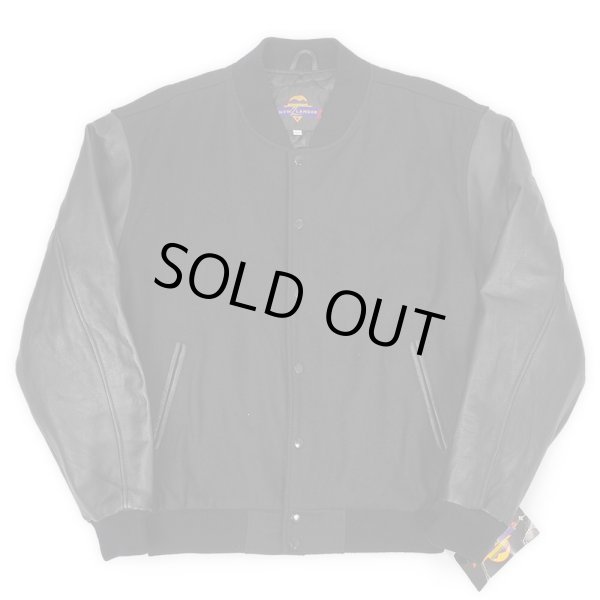 画像1: 90-00's NEW ZLANDER レザー切り替え スタジャン "DEADSTOCK / ALL BLACK" (1)