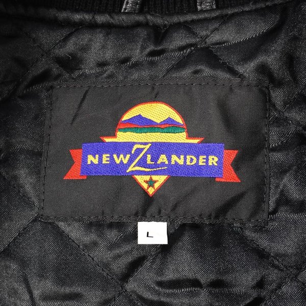 画像2: 90-00's NEW ZLANDER レザー切り替え スタジャン "DEADSTOCK / ALL BLACK" (2)