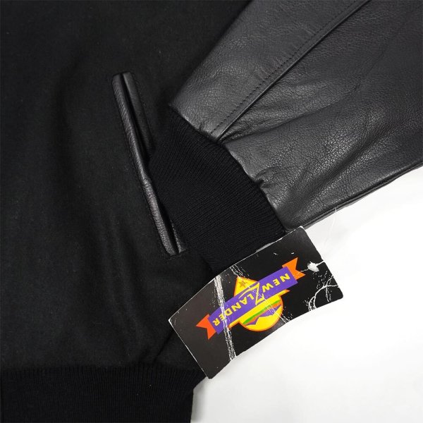 画像3: 90-00's NEW ZLANDER レザー切り替え スタジャン "DEADSTOCK / ALL BLACK" (3)