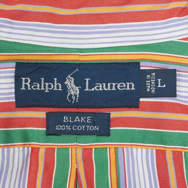 画像2: 90's Polo Ralph Lauren マルチストライプ柄 ボタンダウンシャツ "BLAKE" (2)