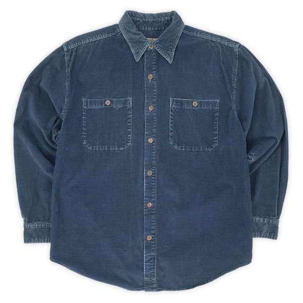 画像1: 90's THE TERRITORY AHEAD グリッドコーデュロイ ワークシャツ "NAVY" (1)