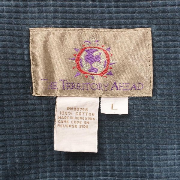 画像2: 90's THE TERRITORY AHEAD グリッドコーデュロイ ワークシャツ "NAVY" (2)