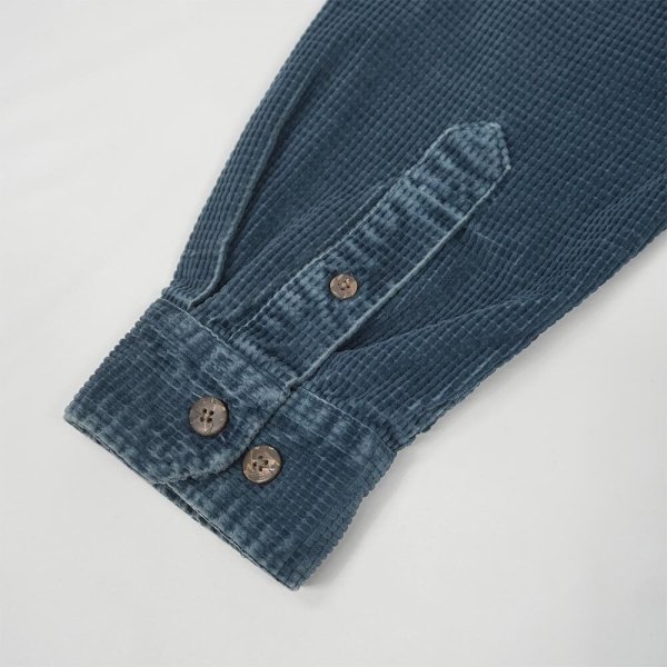 画像5: 90's THE TERRITORY AHEAD グリッドコーデュロイ ワークシャツ "NAVY" (5)