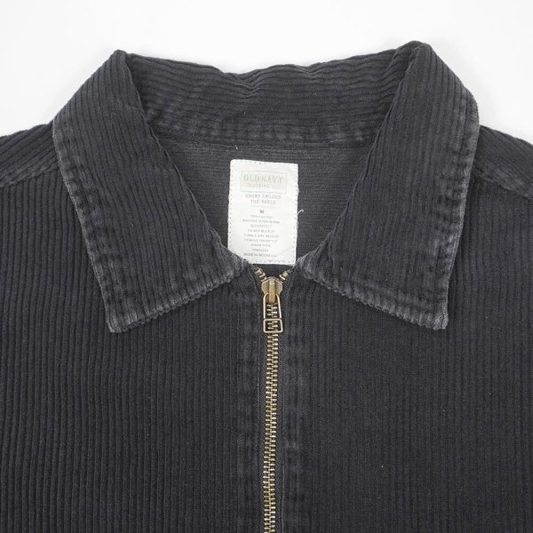 画像3: Early 00's OLD NAVY フルジップ 太畝コーデュロイシャツ “BLACK” (3)