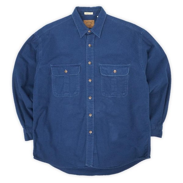 画像1: 90's ST JOHN'S BAY シャモアクロス ワークシャツ "NAVY" (1)