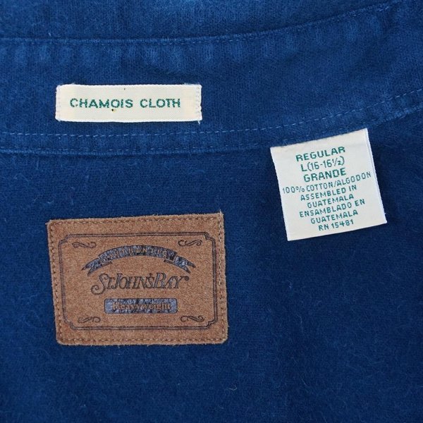 画像2: 90's ST JOHN'S BAY シャモアクロス ワークシャツ "NAVY" (2)