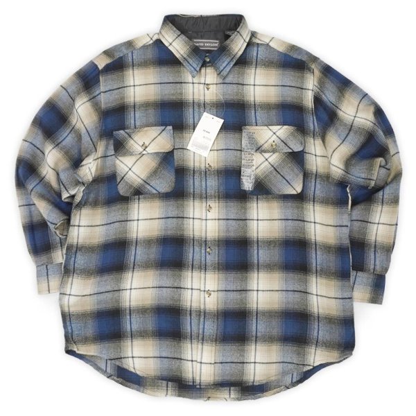 画像1: 90's DAVID TAYLOR アクリルフランネルシャツ "NAVY Ombre Plaid / DEADSTOCK" (1)