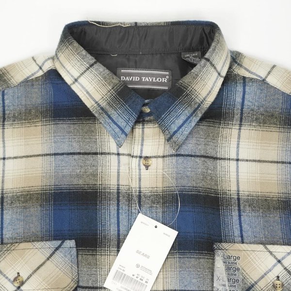 画像3: 90's DAVID TAYLOR アクリルフランネルシャツ "NAVY Ombre Plaid / DEADSTOCK" (3)