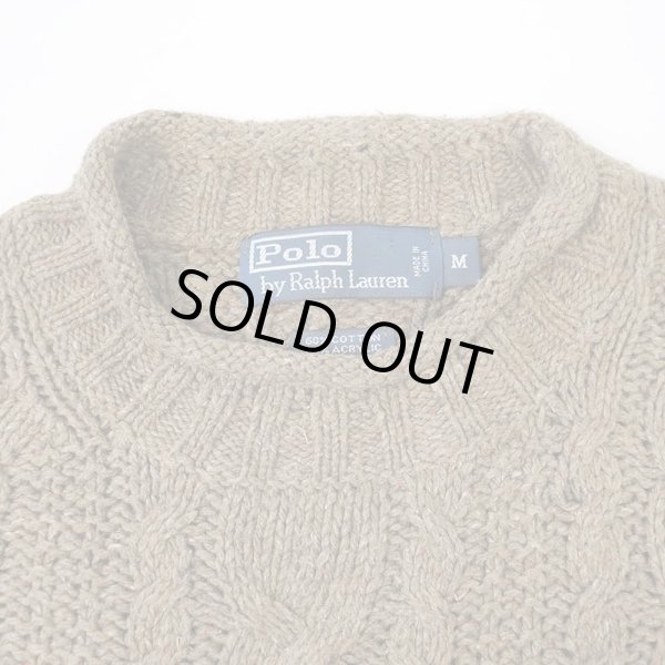 画像3: 00's Polo Ralph Lauren ケーブル編み ロールネック コットンニット (3)