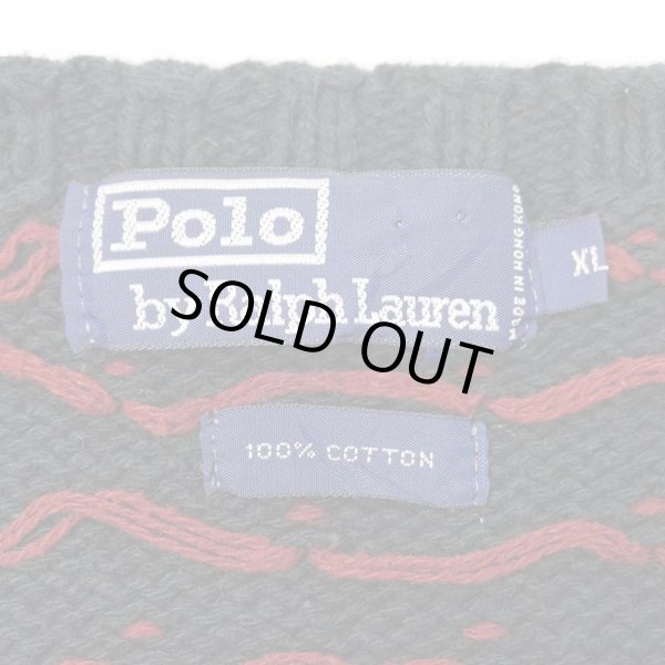 画像2: 90's Polo Ralph Lauren 総柄 コットンニット "BLACK base" (2)