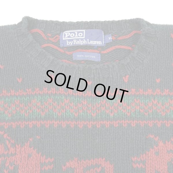 画像3: 90's Polo Ralph Lauren 総柄 コットンニット "BLACK base" (3)