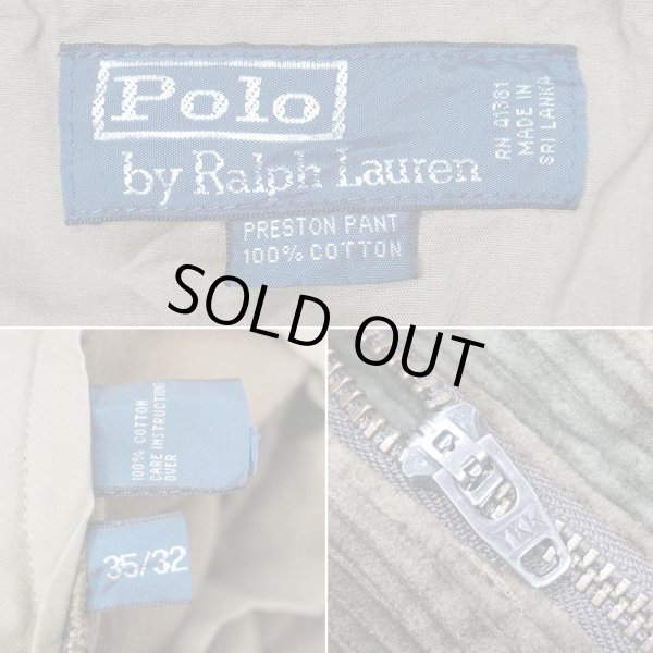 画像3: 90's Polo Ralph Lauren ノータック 太畝コーデュロイトラウザー "BROWN / PRESTON PANT" (3)