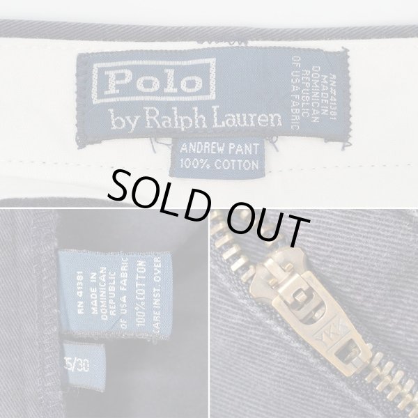 画像4: 90's Polo Ralph Lauren 2タック チノトラウザー "ANDREW PANT / FADE NAVY" (4)