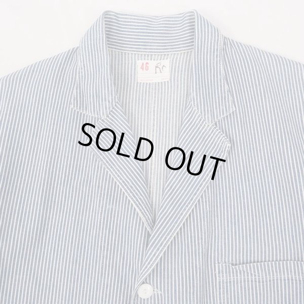 画像4: 60's INDUSTRIAL UNIFORM CO. ヒッコリーストライプ柄 ワークテーラードジャケット (4)