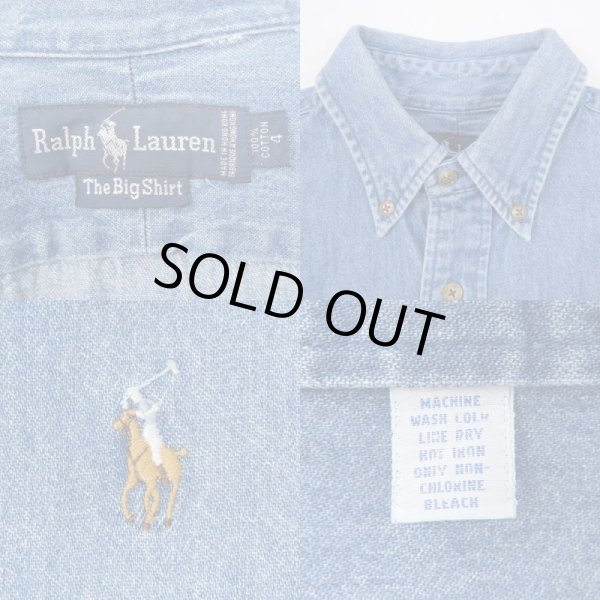 画像3: 90's Polo Ralph Lauren デニムボタンダウンシャツ "The Big Shirt" (3)