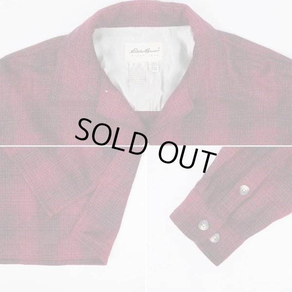 画像4: 90's Eddie Bauer オンブレチェック柄 オープンカラーウールシャツ "白タグ" (4)