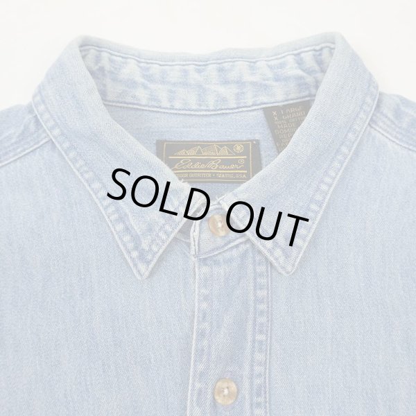 画像3: 80's Eddie Bauer デニムワークシャツ "黒タグ" (3)