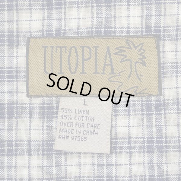 画像2: 00's UTOPIA コットンリネン ボタンダウンシャツ (2)