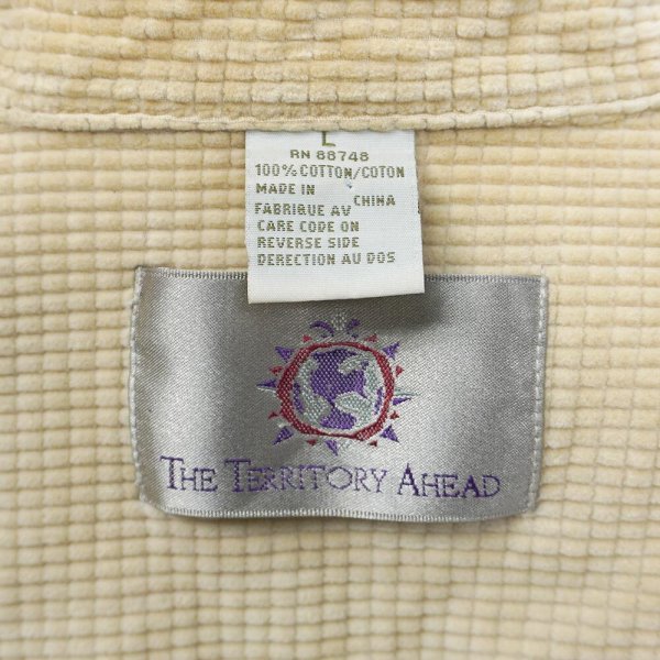 画像2: 90's THE TERRITORY AHEAD グリッドコーデュロイ ワークシャツ "BEIGE" (2)