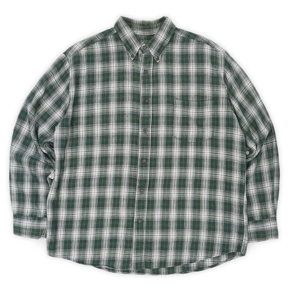 画像1: 90-00's ST.JOHN'S BAY フランネルボタンダウンシャツ "Green Ombre Plaid" (1)