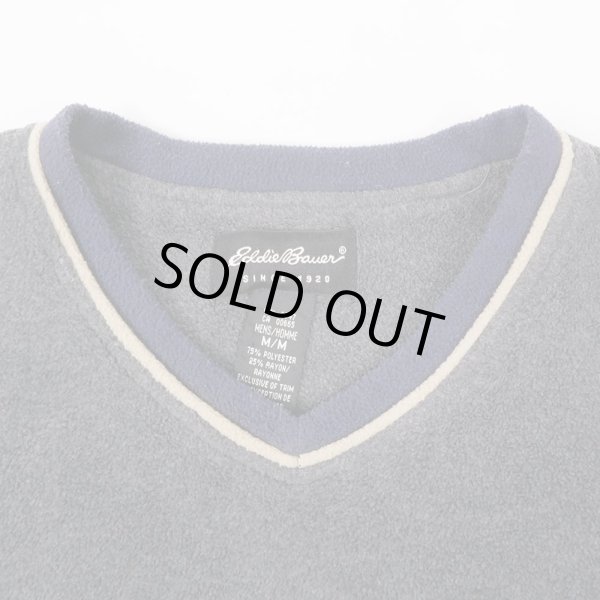 画像2: 90's Eddie Bauer Vネック フリースカットソー (2)