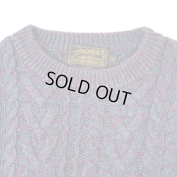 画像3: 90's Eddie Bauer ケーブル編み コットンニット "黒タグ" (3)