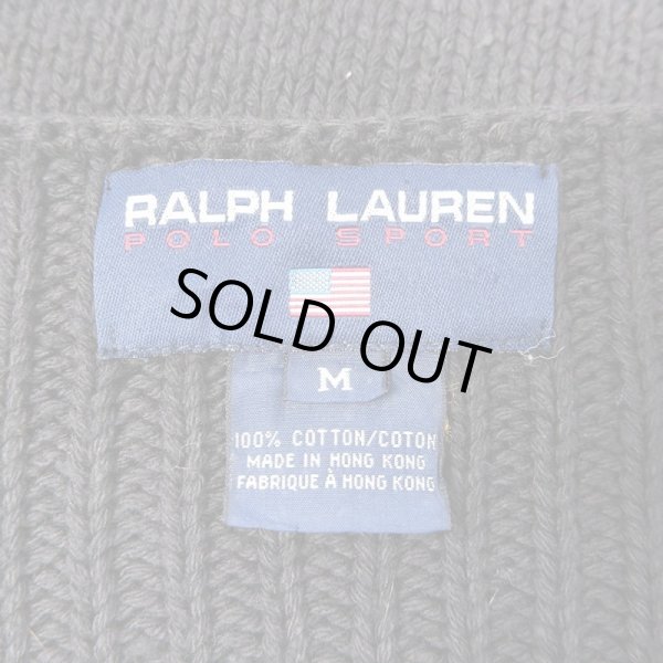 画像3: 90's POLO SPORT 星条旗柄 ボートネック コットンニット "BLACK" (3)