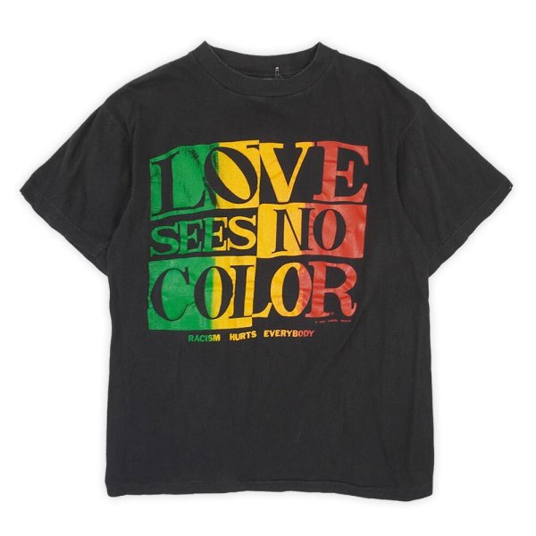 画像1: 90's LOVE SEES NO COLOR メッセージプリントTシャツ (1)