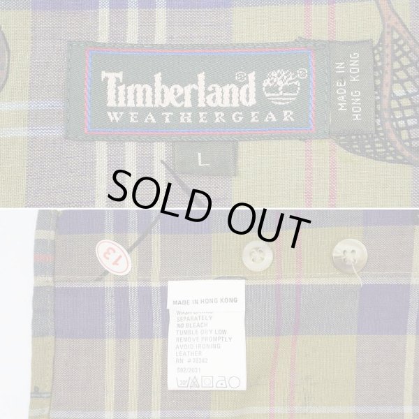 画像2: 90's Timberland 総柄 S/S ボタンダウンシャツ "DEADSTOCK" (2)