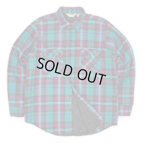 画像1: 80's FIVE BROTHER キルティングライナー ヘビーネルシャツ "MADE IN USA / Turquoise Plaid" (1)