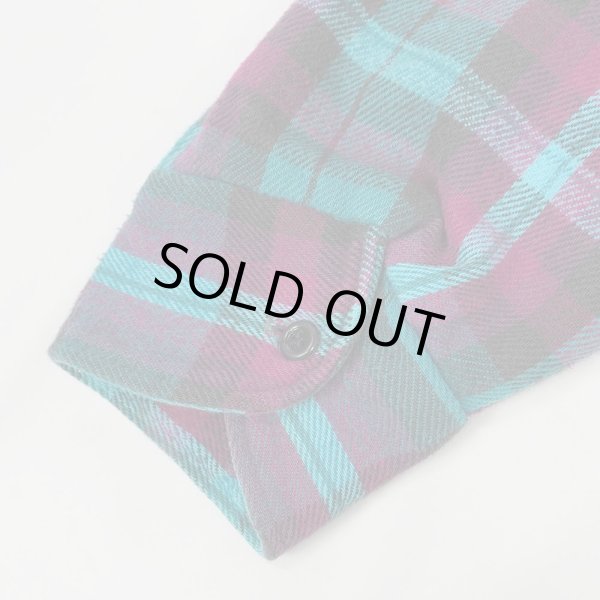 画像4: 80's FIVE BROTHER キルティングライナー ヘビーネルシャツ "MADE IN USA / Turquoise Plaid" (4)