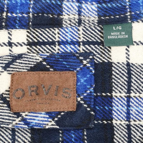 画像2: 00's ORVIS ヘビーネルシャツ "Blue Plaid" (2)