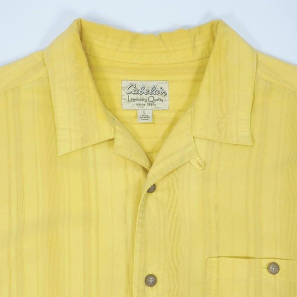画像3: 00's Cabela's S/S マルチストライプ柄 オープンカラーシャツ (3)
