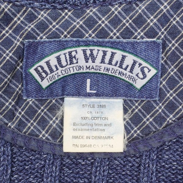 画像2: 90's BLUE WILLI’S インディゴ染め コットンニット "MADE IN DENMARK" (2)