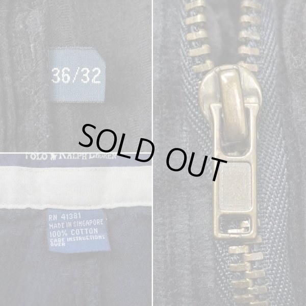 画像4: 90's Polo Ralph Lauren ノータック 太畝コーデュロイトラウザー “DARK NAVY / PHILIP PANT” (4)