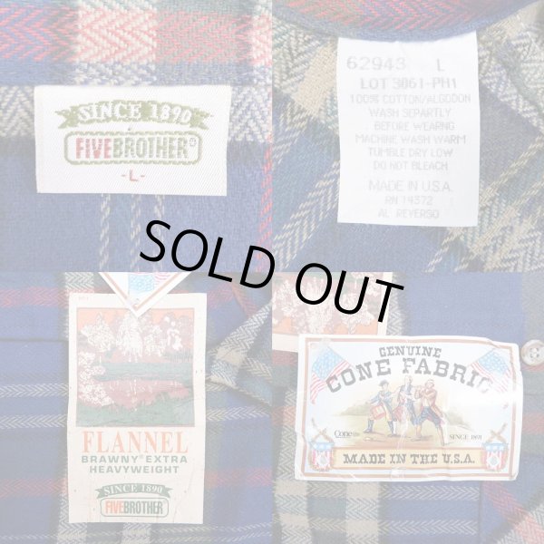 画像3: 90's FIVE BROTHER ヘビーネルシャツ "MADE IN USA / DEADSTOCK" (3)