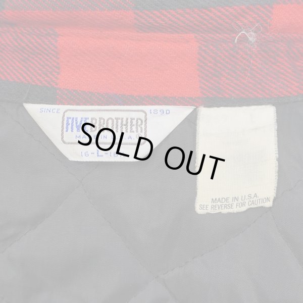 画像2: 80's FIVE BROTHER キルティングライナー ヘビーネルシャツ "MADE IN USA / Red&Black Plaid" (2)