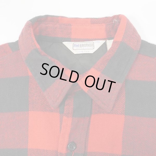 画像3: 80's FIVE BROTHER キルティングライナー ヘビーネルシャツ "MADE IN USA / Red&Black Plaid" (3)