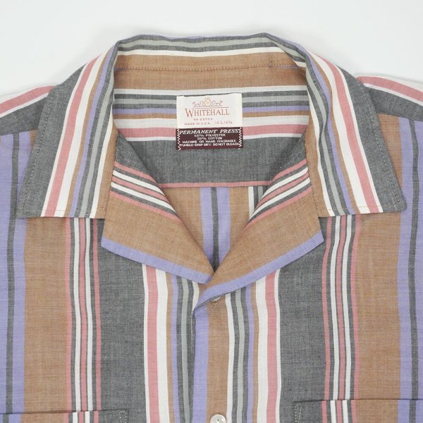 画像3: 60-70's WHITEHALL S/S マルチストライプ柄 オープンカラーシャツ "MADE IN USA" (3)