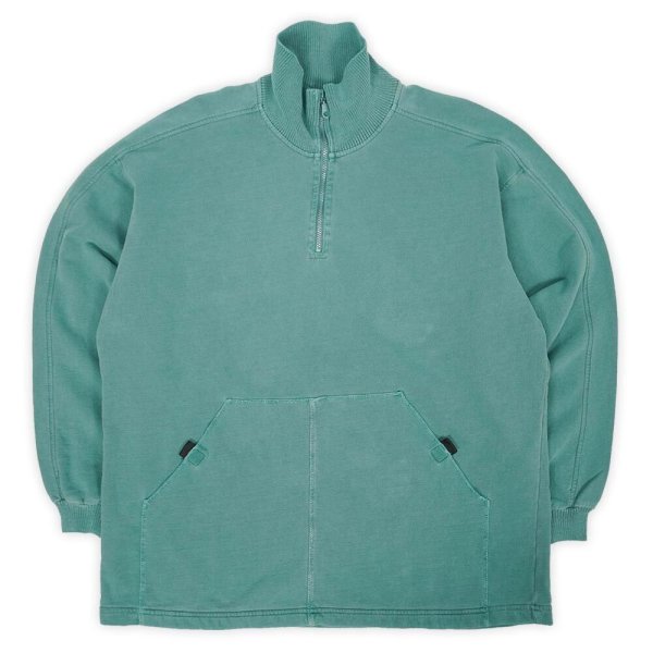 画像1: 90's STEEL BRIDGE ハーフジップスウェット "FADE GREEN / MADE IN USA / DEADSTOCK" (1)