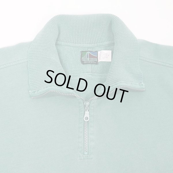 画像3: 90's STEEL BRIDGE ハーフジップスウェット "FADE GREEN / MADE IN USA / DEADSTOCK" (3)