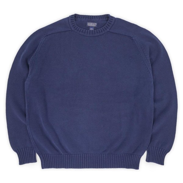 画像1: 90's LANDS' END コットンドリフターセーター "NAVY / MADE IN USA" (1)