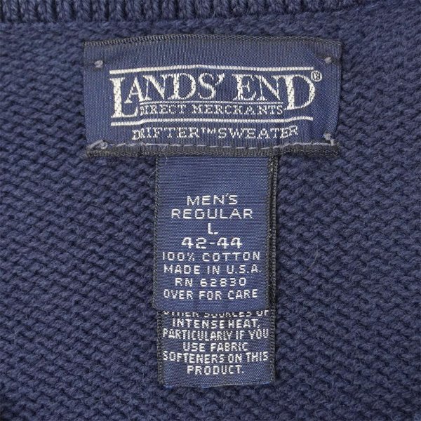 画像2: 90's LANDS' END コットンドリフターセーター "NAVY / MADE IN USA" (2)