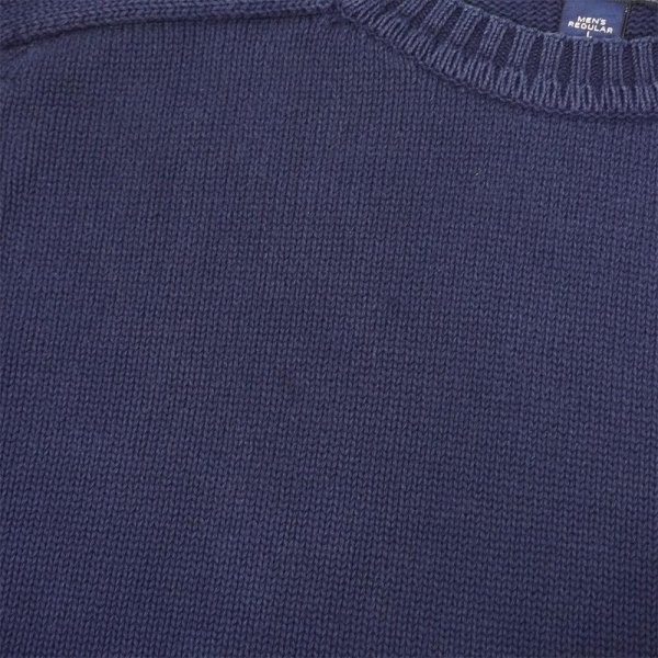 画像4: 90's LANDS' END コットンドリフターセーター "NAVY / MADE IN USA" (4)