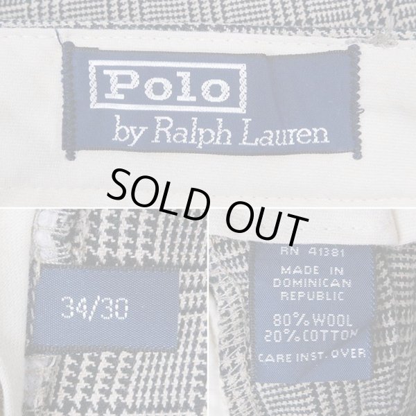 画像3: 90's Polo Ralph Lauren グレンチェック柄 2タックウールトラウザー "W34 L30" (3)