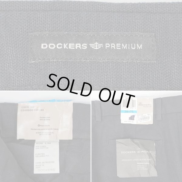 画像3: 00's DOCKERS 2タック コットンリネントラウザー "DEADSTOCK / BLACK / W36 L30" (3)