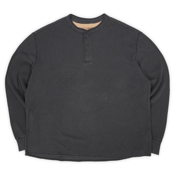 画像1: 00's Eddie Bauer ヘンリーネック サーマルカットソー "BLACK" (1)