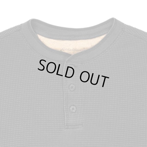 画像3: 00's Eddie Bauer ヘンリーネック サーマルカットソー "BLACK" (3)