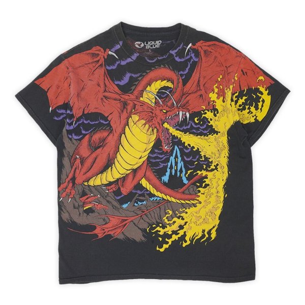 画像1: 00's LIQUID BLUE オールオーバープリントTシャツ "DRAGON & KNIGHT" (1)