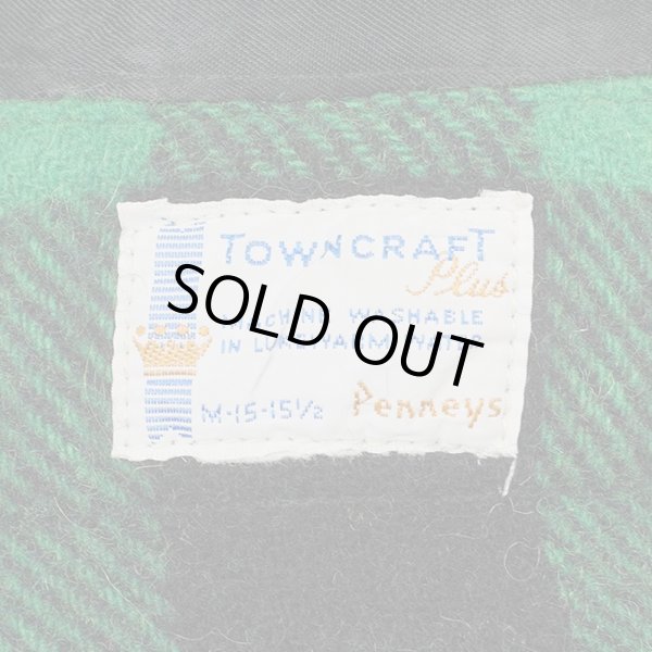 画像2: 60's TOWNCRAFT ブロックチェック柄 マチ付きウールシャツ (2)